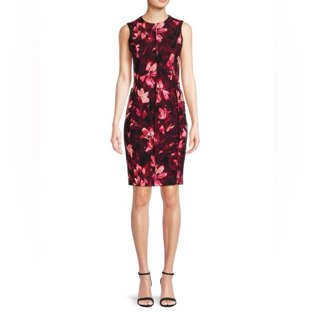 Calvin Klein Women’s Burgundy Floral Print Dress Size 4